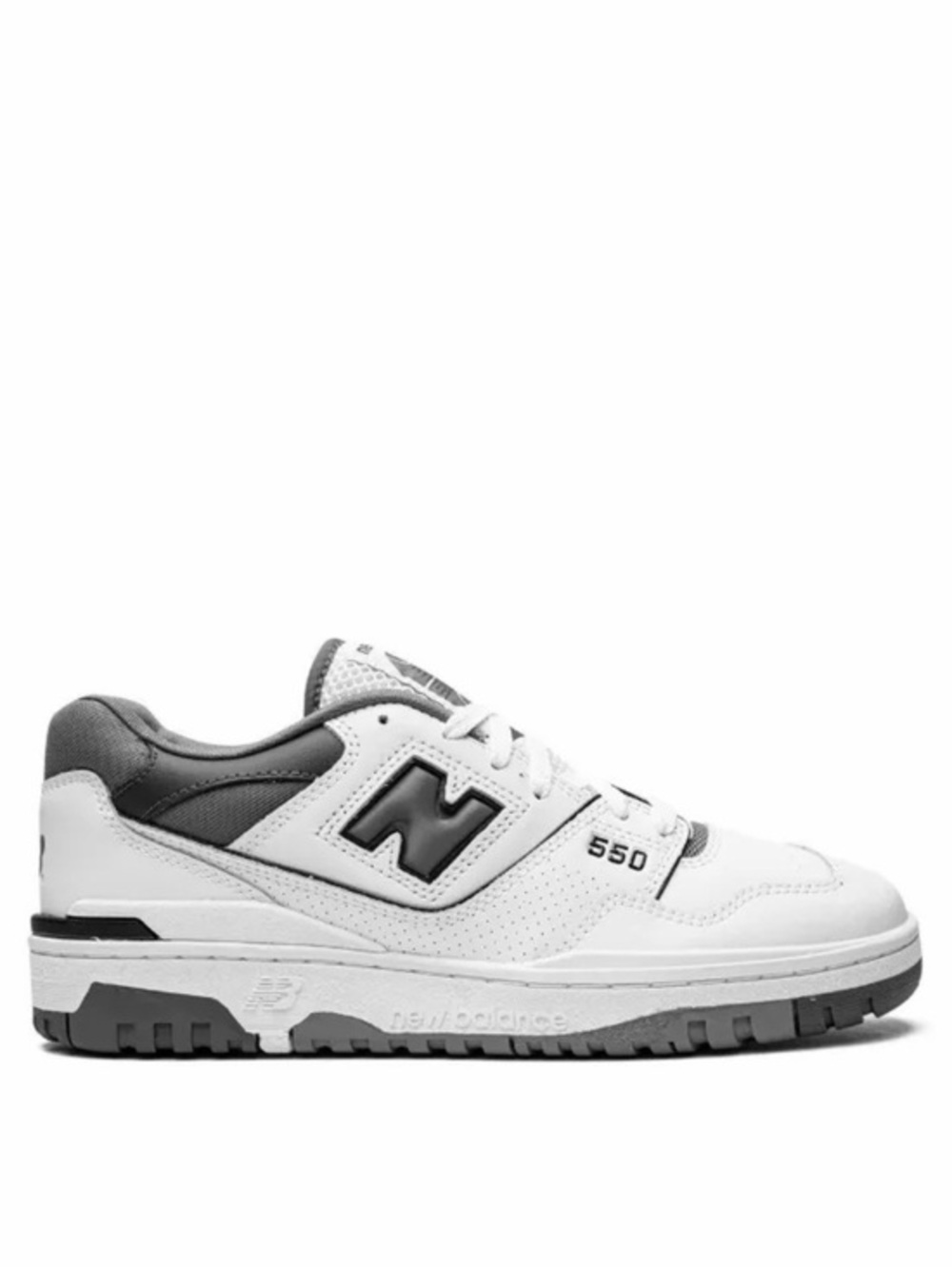 New Balance White and Gray 550-Style Athletic Sneakers